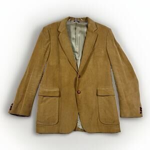 VTG Woodmere Corduroy Sport Coat Men 44L Tan Wide Wale Cotton Blazer